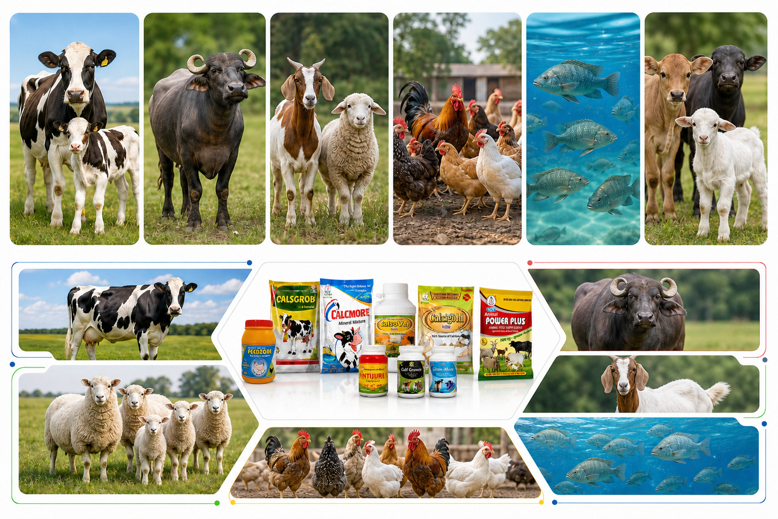 SCV nutrition support for dairy animals, buffalo, goats, sheep, poultry and aqua farming